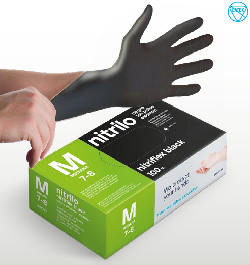 Gants Nitrile Noir sans poudre
